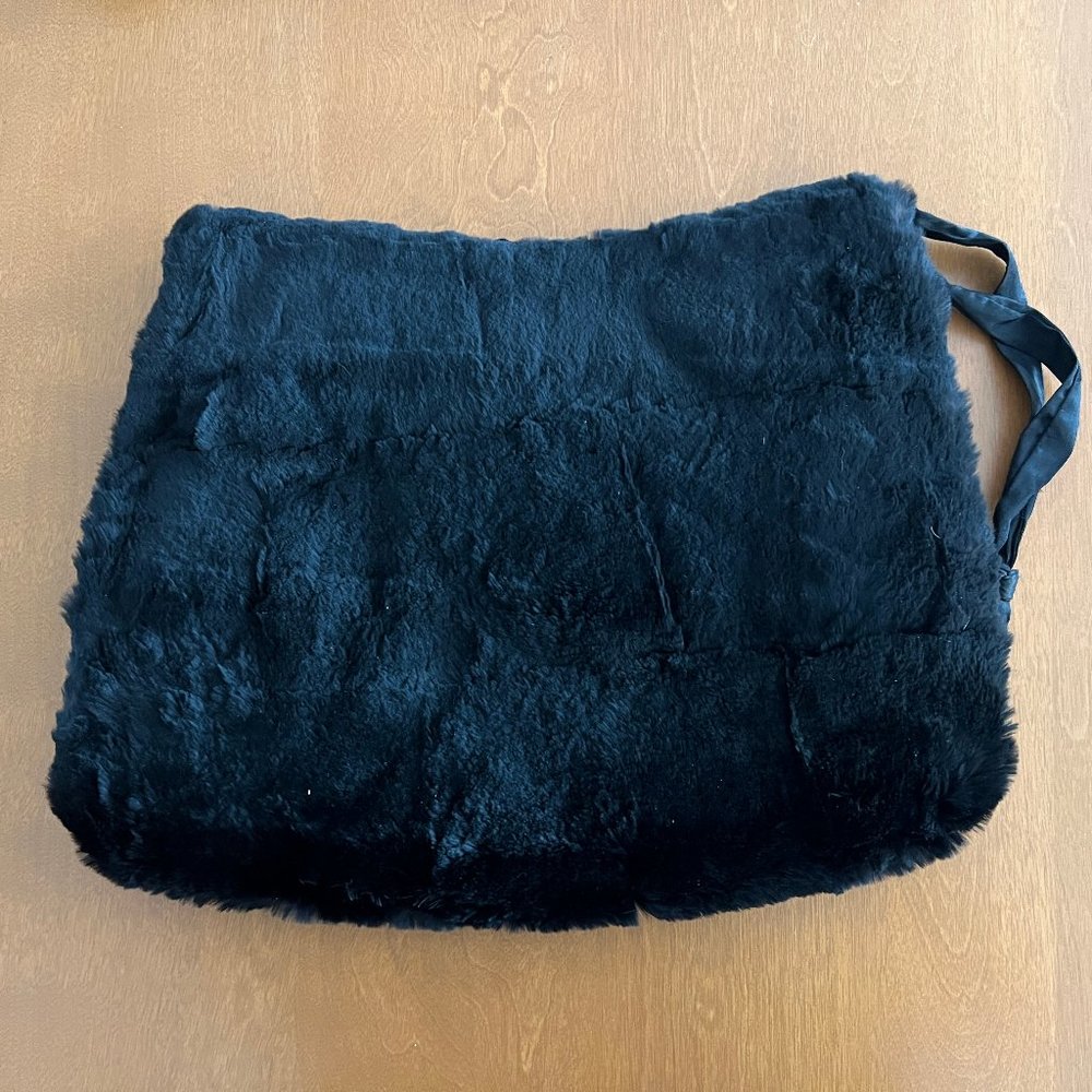 Vintage Early 1900s Black Seal Fur Muff Hand Wrap Clutch Purse